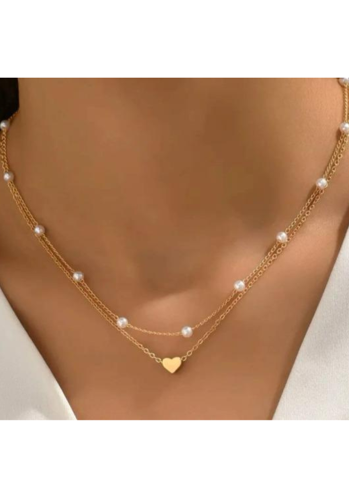 Collar Corazon Perlado