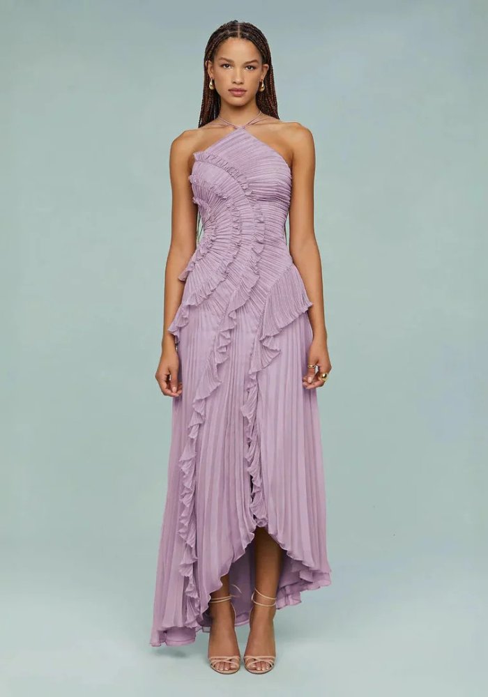 VESTIDO LARGO CON VOLANTES