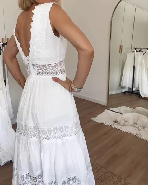 VESTIDO LARGO DE ENCAJE
