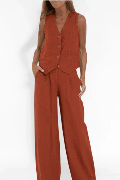 CONJUNTO CHALECO Y PANTALÓN PALAZZO