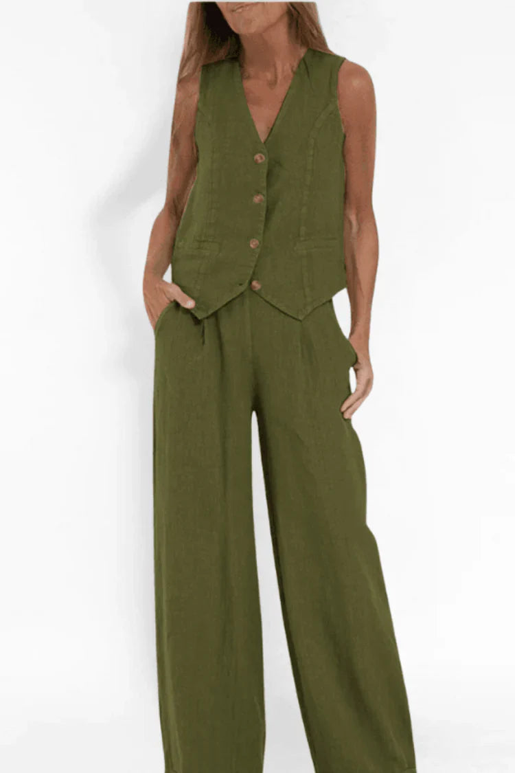 CONJUNTO CHALECO Y PANTALÓN PALAZZO