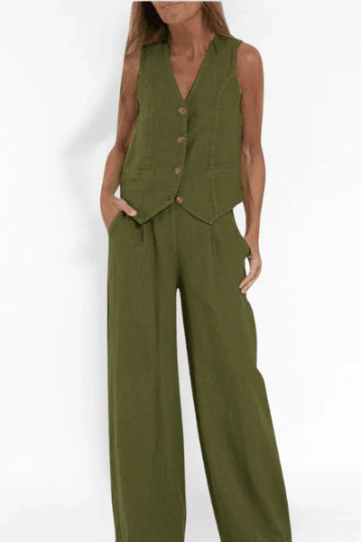 CONJUNTO CHALECO Y PANTALÓN PALAZZO
