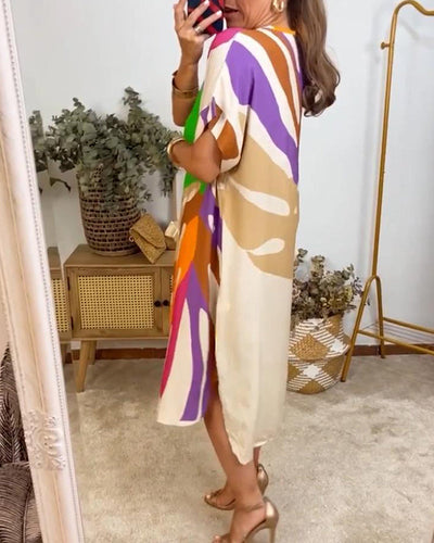 VESTIDO EN V CON ESTAMPADO
