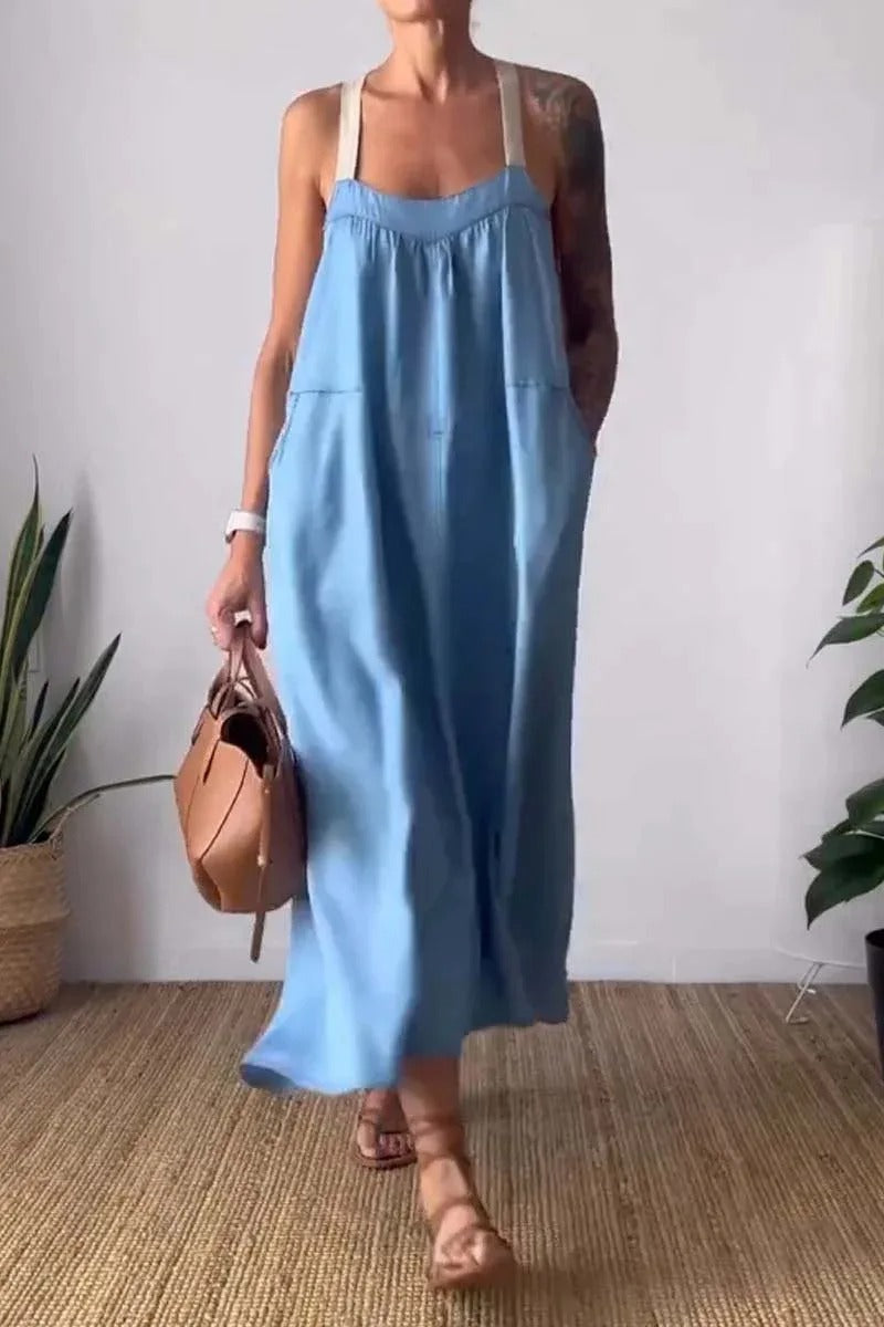 VESTIDO SENCILLO DE TIRANTES - ALGODON Y LINO