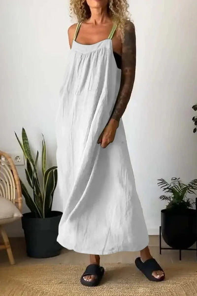 VESTIDO SENCILLO DE TIRANTES - ALGODON Y LINO