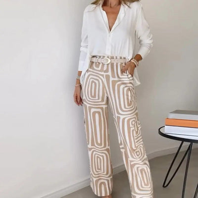 CONJUNTO BLUSA Y PANTALON GEOMETRICO