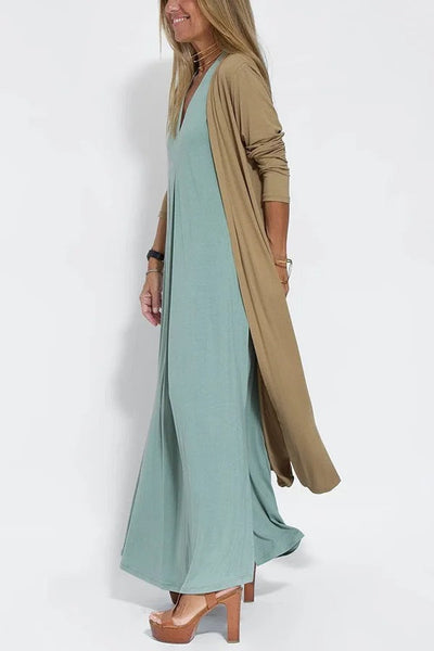 VESTIDO LARGO ELEGANTE + CARDIGAN DE REGALO