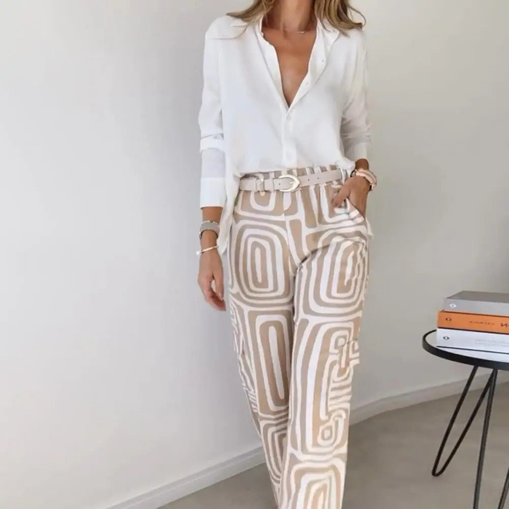 CONJUNTO BLUSA Y PANTALON GEOMETRICO