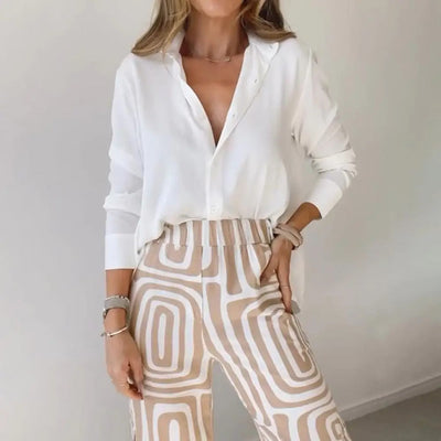 CONJUNTO BLUSA Y PANTALON GEOMETRICO