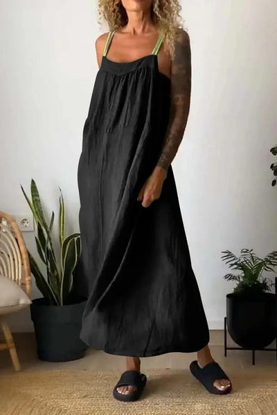 VESTIDO SENCILLO DE TIRANTES - ALGODON Y LINO