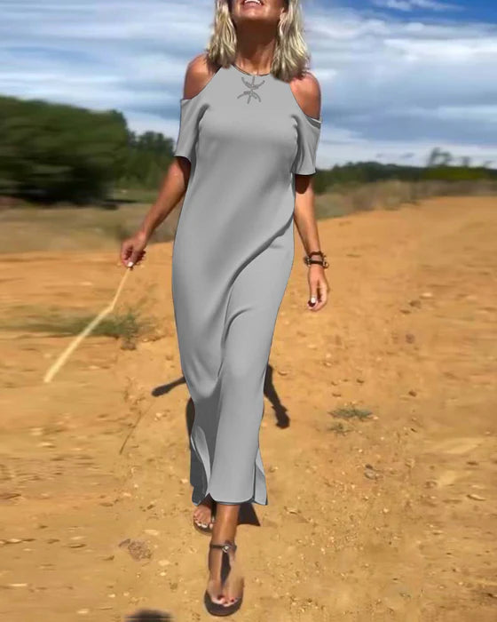 Vestido Largo con Hombros Descubiertos