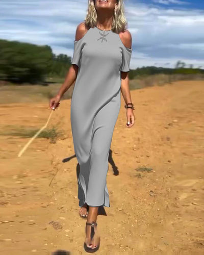 Vestido Largo con Hombros Descubiertos