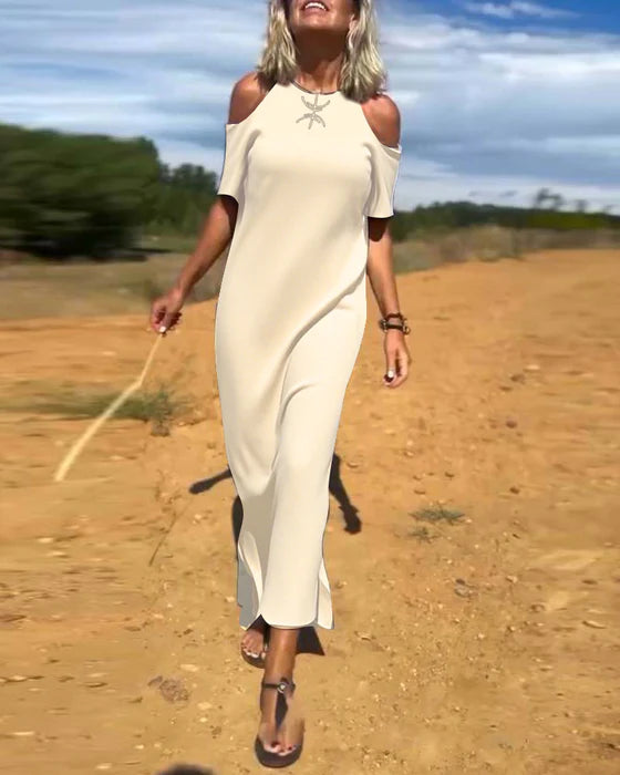 Vestido Largo con Hombros Descubiertos