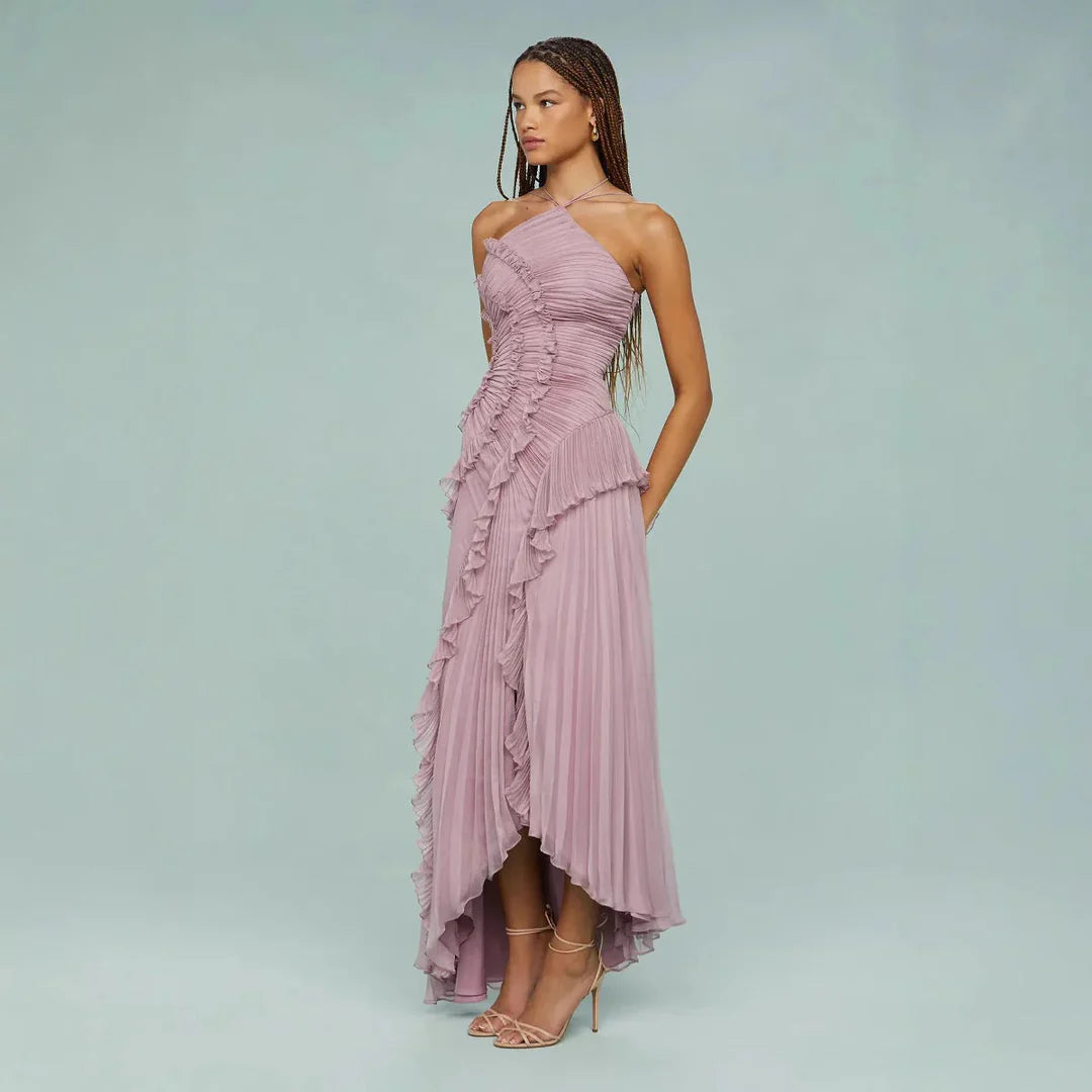 VESTIDO LARGO CON VOLANTES