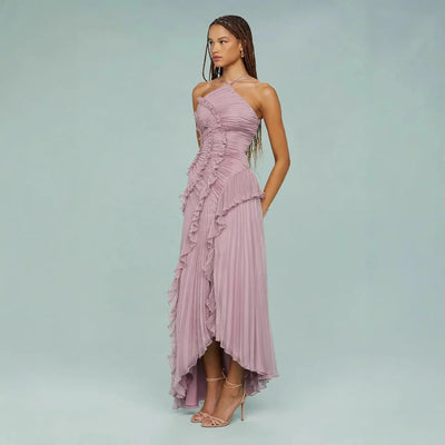 VESTIDO LARGO CON VOLANTES