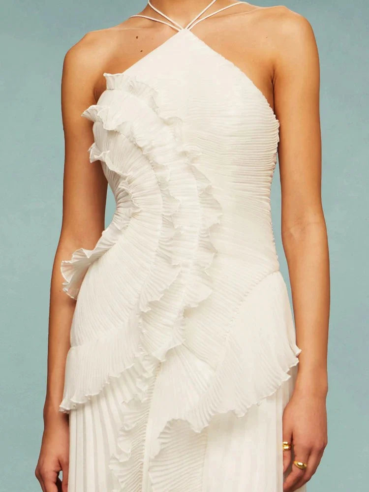 VESTIDO LARGO CON VOLANTES
