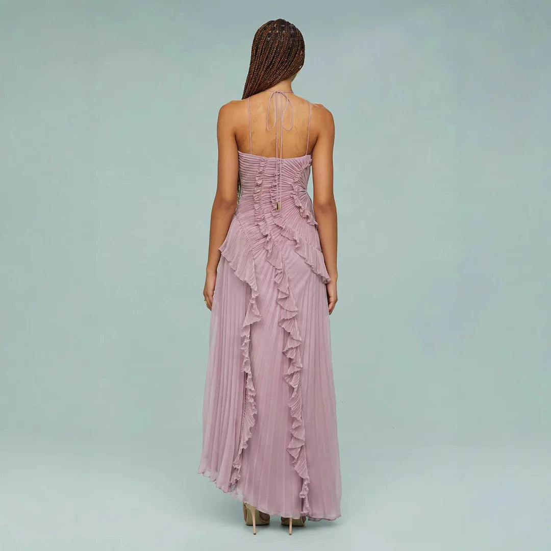 VESTIDO LARGO CON VOLANTES