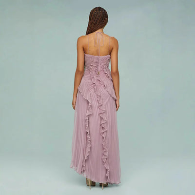 VESTIDO LARGO CON VOLANTES