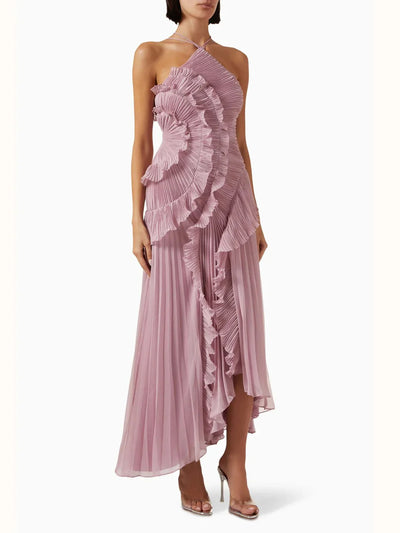 VESTIDO LARGO CON VOLANTES