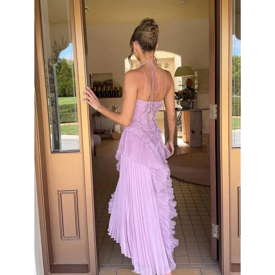 VESTIDO LARGO CON VOLANTES
