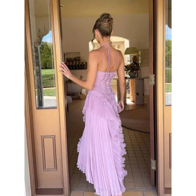 VESTIDO LARGO CON VOLANTES