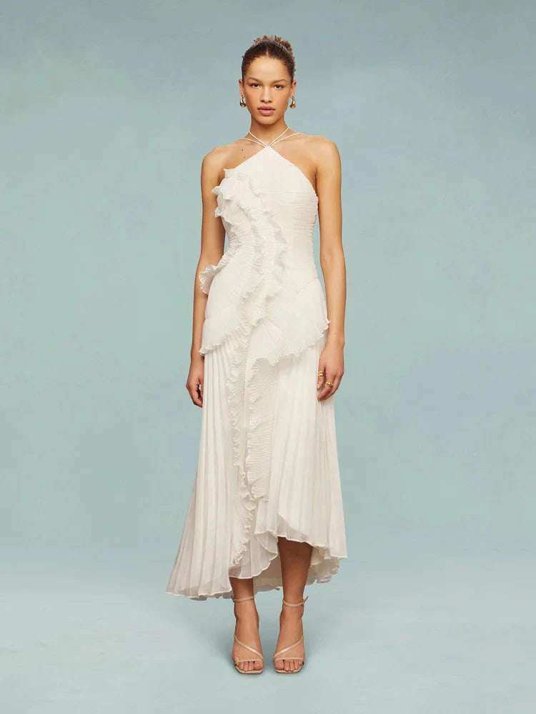 VESTIDO LARGO CON VOLANTES